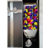 Rainbow colour soap roses in box
